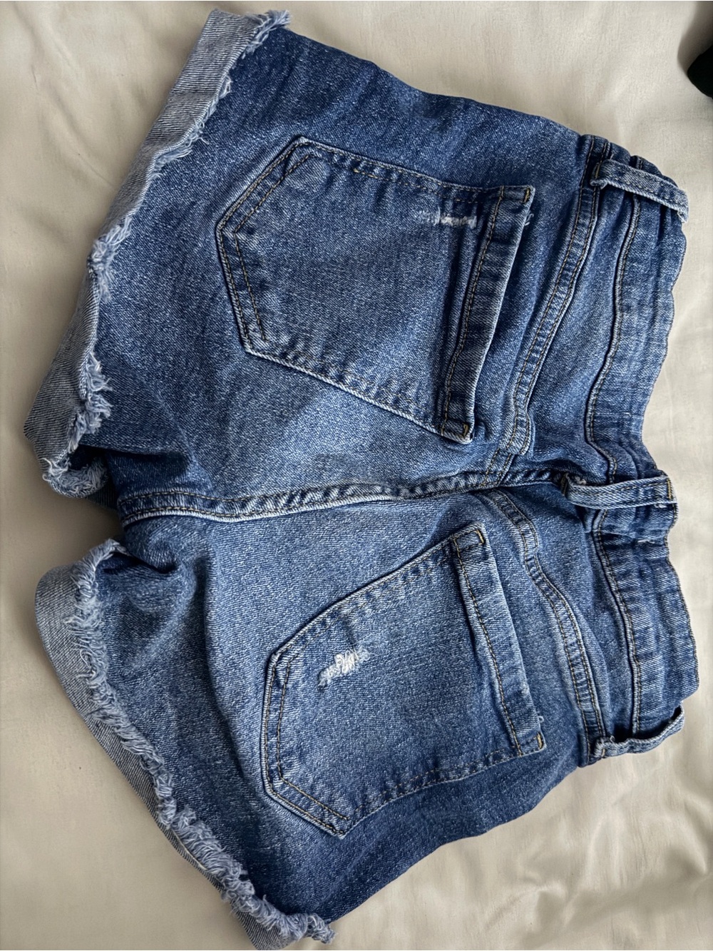 Celebrity Pink Distressed Medium Blue Denim Shorts